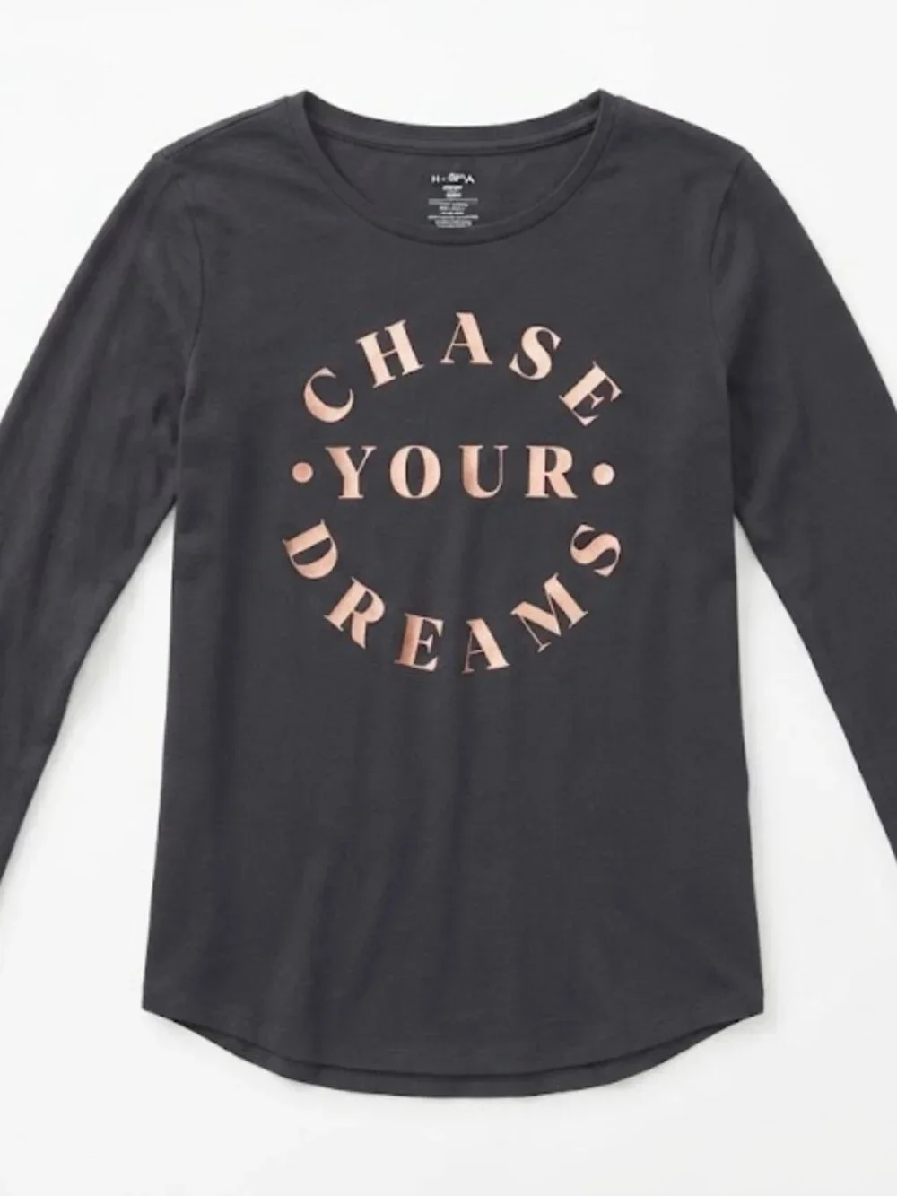 🦦5/$10🦦Chase Your Dreams Graphic Long Sleeve T-Shirt Charcoal Grey Girls Youth
